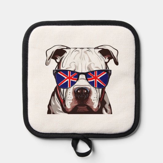 Pitbull Dragen Union Jack Zonnebril Pannenlap (Voorkant)