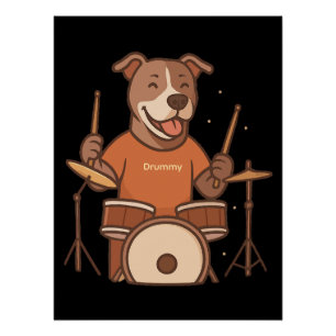 Pitbull Drummer Gepersonaliseerde Rock Drum Kit Gi Perfect Poster