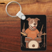 Pitbull Drummer Gepersonaliseerde Rock Drum Sleutelhanger (Voorkant)