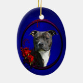Pitbull en bloederige rozen keramisch ornament (Achterkant)