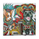 Pitbull en Chihuahua Tegeltje (Voorkant)
