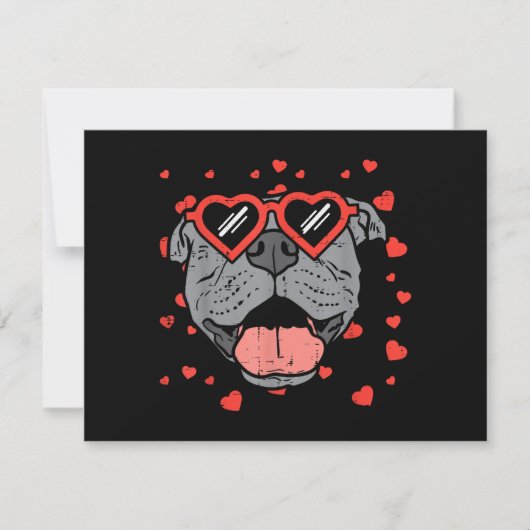 Pitbull Face Heart Glasses Valentijnsdag Pet Dog Bedankkaart (Voorkant)
