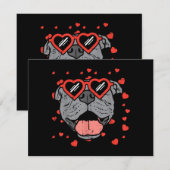 Pitbull Face Heart Glasses Valentijnsdag Pet Dog Bedankkaart (Voorkant / Achterkant)