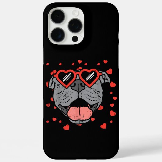 Pitbull Face Heart Glasses Valentijnsdag Pet Dog Case-Mate iPhone Case (Achterkant)