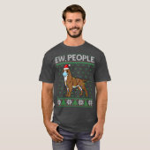 Pitbull Face Mask Ew People Ugly Kersthond T-shirt (Voorkant volledig)