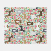 Pitbull Floral Blanket - hondendeken, pitbulten Fleece Deken (Voorkant (Horizontaal))