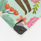 Pitbull Floral Blanket - hondendeken, pitbulten Fleece Deken (Hoek)