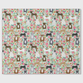 Pitbull Floral Gift wrap - cadeauomslag met pit Cadeaupapier (Vlak)
