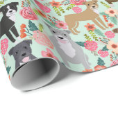 Pitbull Floral Gift wrap - cadeauomslag met pit Cadeaupapier (Rol Hoek)