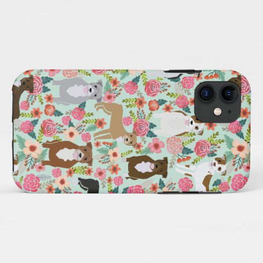 Pitbull Floral Iphone Case - peertelefoon draagtas (Achterkant (horizontaal))