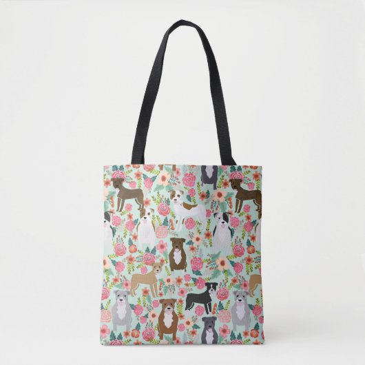 Pitbull Florals Canvas tas (Voorkant)