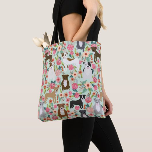Pitbull Florals Canvas tas (Dichtbij)