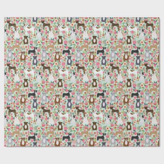 Pitbull Florals Gift Wrap Cadeaupapier (Vlak)