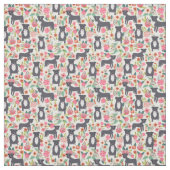 Pitbull  florals grijze hondencrème stof (Swatch)