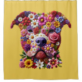 Pitbull Flower Face Hondenliefhebber Douchegordijn (Voorkant)