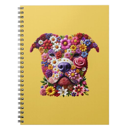 Pitbull Flower Face Hondenliefhebber Journal Notitieboek (Voorkant)