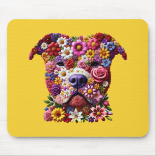 Pitbull Flower Face Hondenliefhebber Muismat