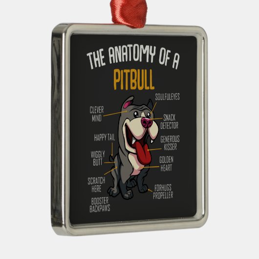 Pitbull Funny Metalen Ornament (Rechts)