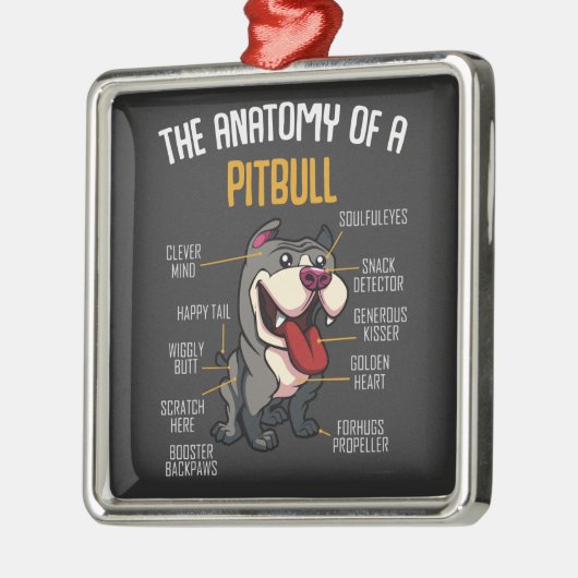 Pitbull Funny Metalen Ornament (Links)