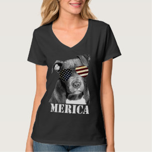 Pitbull Funny Patriotic Dog USA Zonnebril T-shirt