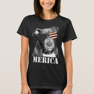 Pitbull Funny Patriotic Dog USA Zonnebril T-shirt