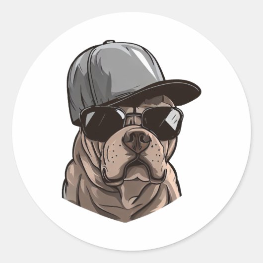 Pitbull Gangster Ronde Sticker (Voorkant)