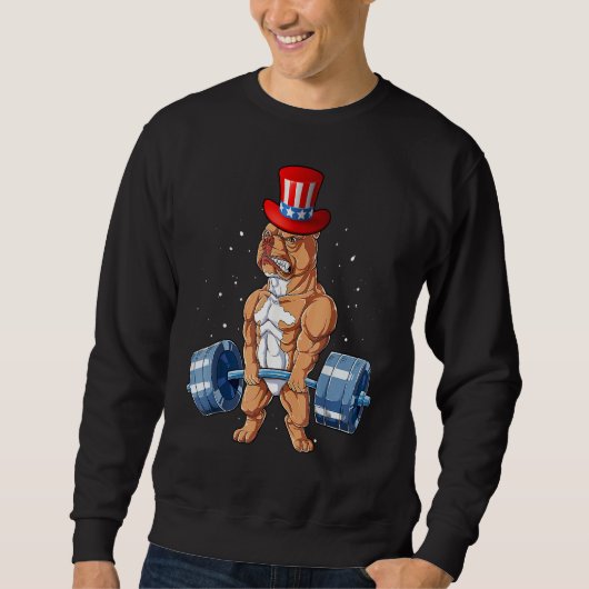Pitbull Gewichtheffen Spier 4th of July Uncle SA Trui (Voorkant)