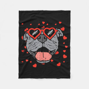 Pitbull Gezicht Hart Gles Valentijnsdag Huisdier H Fleece Deken