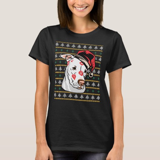 Pitbull Grappige Lelijke Kersttrui T-shirt (Voorkant)