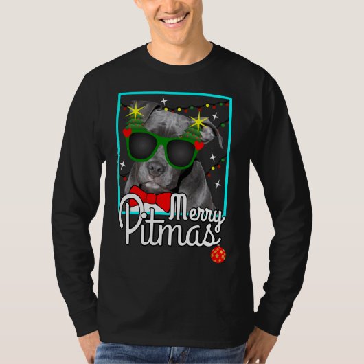 Pitbull Grappige Pit Bull Hond Kerstmis Merry Pitm T-shirt (Voorkant)