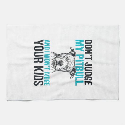 Pitbull Grappige Quote Vintage Gravure Hond Design Theedoek (Horizontaal)