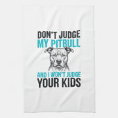 Pitbull Grappige Quote Vintage Gravure Hond Design Theedoek (Verticaal)