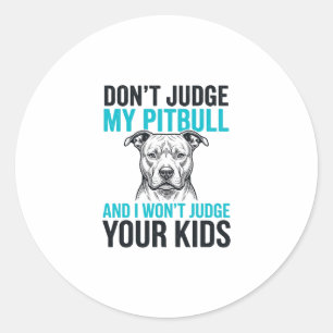 Pitbull Grappige Spreuk Vintage Gravure Hond Desig Ronde Sticker