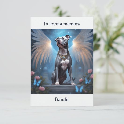 Pitbull Grijs Memorial Gedicht Aangepaste Naam Sym Bedankkaart (Staand voorkant)