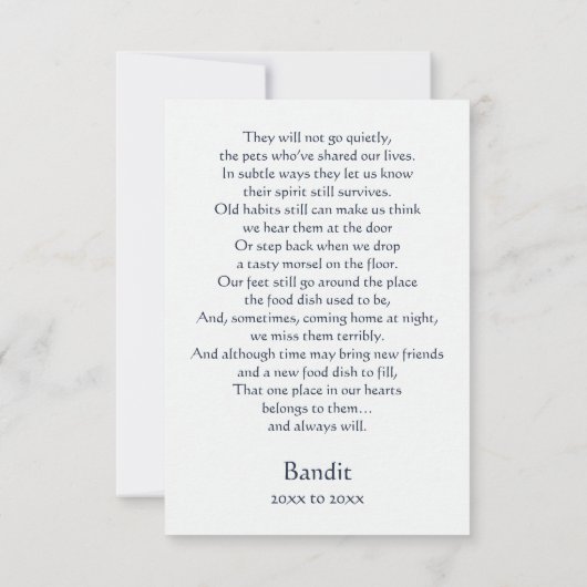 Pitbull Grijs Memorial Gedicht Aangepaste Naam Sym Bedankkaart (Achterkant)