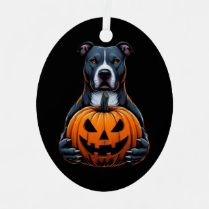Pitbull Halloween - Jack op Lantaarn Metalen Ornament
