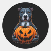 Pitbull Halloween - Jack op Lantaarn Ronde Sticker (Voorkant)