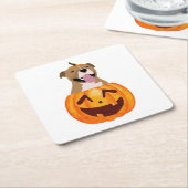 Pitbull Halloween Kartonnen Onderzetters (Schuin)