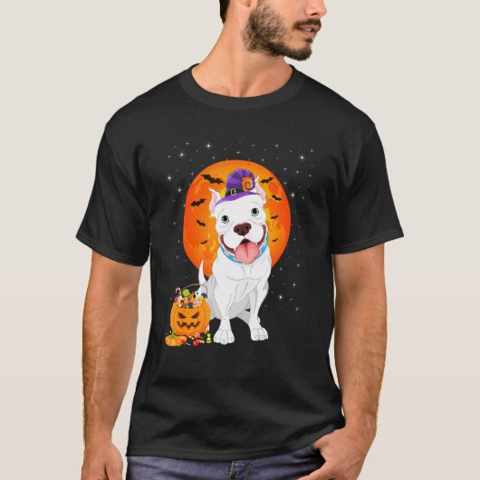 Pitbull Halloween kostuum pompoen Pitbull T-shirt (Voorkant)
