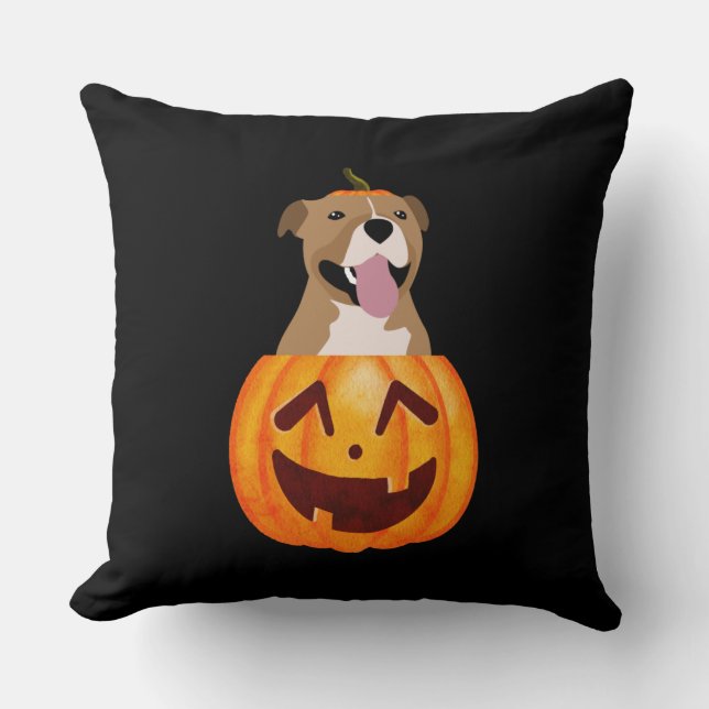 Pitbull Halloween Kussen (Voorkant)