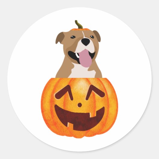 Pitbull Halloween Ronde Sticker (Voorkant)