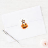 Pitbull Halloween Ronde Sticker (Envelop)