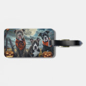 Pitbull Halloween Spooky Bagagelabel (Achterkant horizontaal)