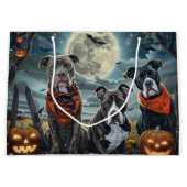 Pitbull Halloween Spooky Groot Cadeauzakje (Voorkant)