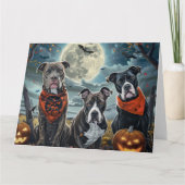 Pitbull Halloween Spooky Kaart (Voorkant)