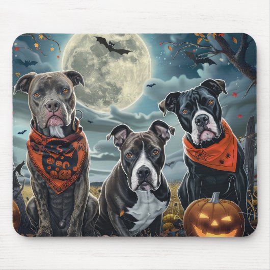 Pitbull Halloween Spooky Muismat (Voorkant)
