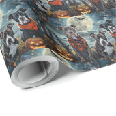 Pitbull Halloween Spooky Wrapping Paper Cadeaupapier (Rol Hoek)