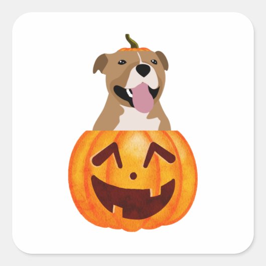 Pitbull Halloween Vierkante Sticker (Voorkant)