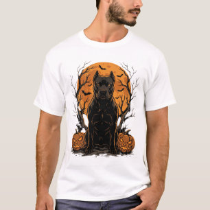 Pitbull Halloween Volle Maan Pompoen T-shirt