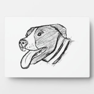 Pitbull handgetekende foto hond dierenliefhebber p fotoplaat